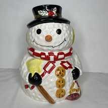 Gibson Snowman Vintage Cookie Jar Hand Painted 10&quot; Original Box 1997 Coo... - $23.38