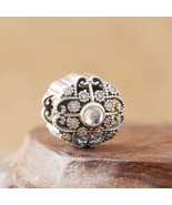 925 Sterling Silver Fairytale Bloom with Clear CZ Charm Bead  - $15.99