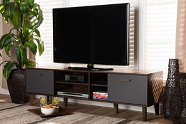 Danina Two-Tone Walnut Brown and Gray TV Stand - $221.00