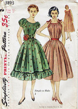 Vintage 1950&#39;s Misses&#39; CHEMISE Dress Simplicity Pattern 3893-s Size 12 - £11.94 GBP
