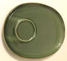 Retired Ikea 18004 Green Brown Trim Ceramic Oval Luncheon Plate Cup Holder   - £7.71 GBP