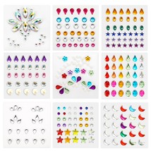 9 Sheets Face Gems Stickers Self adhesive Face Jewels Stickers including... - $19.66