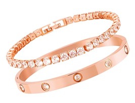 18 K Gold Plated Bangle Bracelet for Women, Cubic - £46.32 GBP
