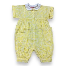Sophie Dess Bright Yellow Script Bubble Romper Cotton Baby Outfit 12 Mo - £17.80 GBP