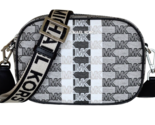 New Michael Kors Jet Set Medium Oval Camera Crossbody Logo Stripe Black ... - $90.16