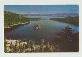 Postcard CA California Emerald Bay on Lake Tahoe Aerial View 1955 Chrome... - $4.95