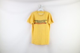 Vintage 70s Mens Small Distressed Thomas Built Buses Ringer T-Shirt Yell... - £70.02 GBP