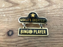 Vintage Worlds Greatest Bingo Player Military Style Brass Hanging Pin Brooch - £15.74 GBP