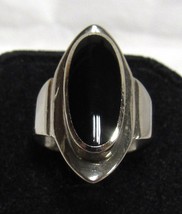 Chapel Zenray 925 Sterling Silver 1&quot; Oblong Black Onyx Ring Sz 8 Vintage 4.6g NF - $49.49