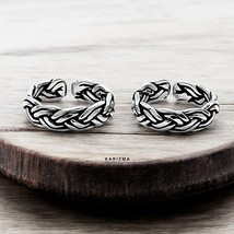 Echt 925 Silber Indisch Damen Oxidierte Zig Zag Fuß Zehen Ringe Band - Paar - $40.18