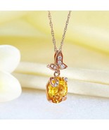 14K Rose Gold 2 Ct Citrine Butterfly Pendant/ Citrine and diamond butter... - £750.65 GBP