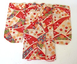 Japanese Handsewn Cotton Doll Kimono -  Red Stars - £21.67 GBP