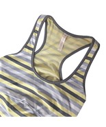 Lucy Athletic Racerback Tank Top Size Medium White Yellow Striped Shelf Bra - $22.77