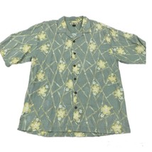 Tommy Bahama Mens Silk Hawaiian Shirt Size L Green Yellow Hibiscus Flora... - £21.77 GBP