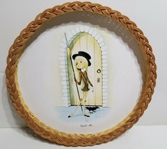 Vintage Wicker English Miss Serving Tea Drink Tray Roger Deer Gold 1960&#39;... - $39.67