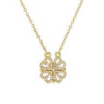 Four Leaf Clover Necklace Magnetic Folding Heart-shaped Clavicle Chain Openable  - £13.14 GBP