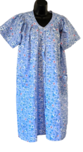 Casual Nights Women&#39;s House Coat Robe Blue Pearl Snap Front Floral Pockets - £16.96 GBP