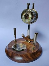 Antique Nautical Brass & Wood Pen Holder Ship Telegraph Compass and Anchor - £49.94 GBP