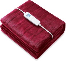 Red Electric Heated Throw Blanket, Twin Size, 62&quot; X 84&quot;, 6 Levels Of Fast - £41.78 GBP