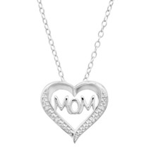 Colgante Corazón Abierto con Diamantes En Plata Maciza de Ley, 18&quot; Verano Oferta - £139.30 GBP