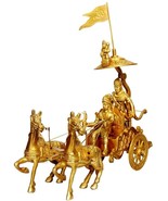 Krishna Arjun On Chariot Made of Brass Warrior 2 Horse Self Standing Scu... - $282.79 CAD