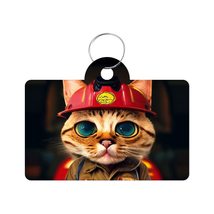 Cat Fireman Pet ID Tag - Cute Print Pet Tag - Art Print Pet ID Tag - £13.30 GBP