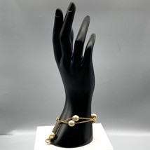 Vintage Coro Chain and Pearl Bracelet, Gold Tone Chic Double Strand - £30.09 GBP