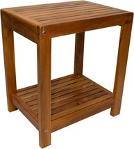 Nordic Style Oiled Teak Wood Shower and Spa Bench with Shelf 18 inch, Indoor and - £197.39 GBP