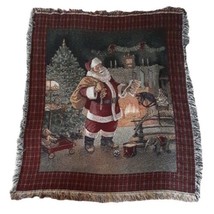 48 x 68 Santa Claus Tapestry Afghan Blanket Cover Mohawk Home Old St. Nick - $38.32