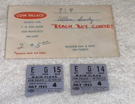 THE BEACH BOYS 1965 TICKET STUBS Sonny &amp; Cher Kinks Ronettes Emeralds CO... - £154.43 GBP