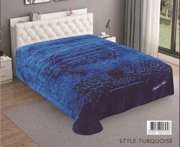 Flowers Turquoise Color Number One Embossed Plush Blanket Softy &amp; Warm King Size - £54.52 GBP