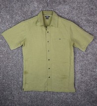 Royal Robbins Shirt Men Medium Green Short Sleeve Button Down Light Madras Modal - £14.08 GBP