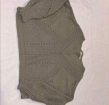 Moon &amp; Madison Sage Green Open Stitch Chunky Knit V-Neck Sweater Women's... - $13.86