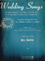 Wedding Songs: Favorites Through the Years for Church, Chapel, or Home - $12.00