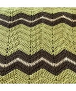 Handmade Crochet Green Multicolor Chevron Zig Zag Afghan Throw Blanket 9... - £27.20 GBP