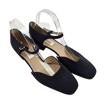 Talbots Womens Navy Blue Mary Jane Shoes Block Heels Size 8.5C Fabric Le... - £23.19 GBP