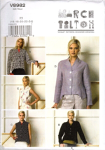Vogue V8982 Button DownTops Marcy Tilton Misses 16 to 24 UNCUT Sewing Pa... - £17.58 GBP