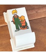 Vintage White Plastic with Green Orange &amp; Yellow Country Boy &amp; Girl Matc... - $12.19