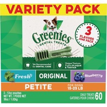 Greenies 3-Flavor Variety Pack Dog Dental Treat Petite 1ea/36 oz, 60 ct - £65.63 GBP