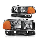 For GMC Sierra Yukon 4pc Headlight Set Clear w Amber Lens Black Housing ... - €46,65 EUR