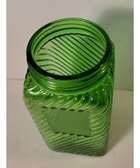 Owens Illinois Green 6.25&quot; Tall Hoosier Square Jar Diagonal Ribbed No Lid - £23.59 GBP