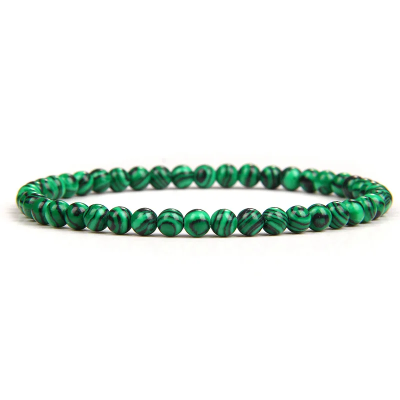 Natural Green Malachite Stone Bracelet 4/6/8/10mm Handmade Round Beads Bracelets - £16.42 GBP