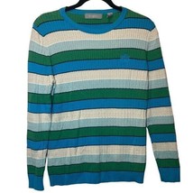 Liz Claiborne Women Sz L Long Sleeve Color Stripe Sweater Cotton Chest Hit - £12.98 GBP