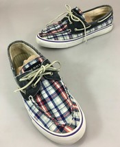 Sperry Top-Sider 9 M Blue Plaid Fabric 2-Eye Boat Deck Shoes 9561416 - $28.91