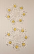 Vintage 2 Hand Crocheted Spider Web Doilies w/ 3D Yellow Flowers EUC - £11.90 GBP