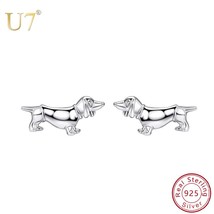 U7 3D Sausage 925 Silver Stud Earrings For Dog Love Jewelry Brincos Animal Pet E - $23.59