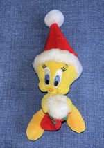 6” Vintage 1998 Tweety Bird Christmas Decoration Plush Santa Hat Looney Tunes - £11.85 GBP