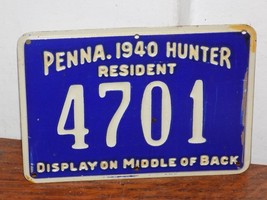 Vintage 1940 PA Hunter Resident #4701 Tin Embossed Hunting License - $54.45