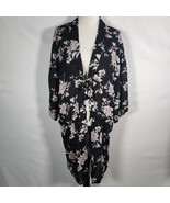 SPIRITUAL GANGSTER Women&#39;s &#39;MAYA&#39; Black FLORAL KIMONO ROBE - One Size - $15.99