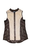 Athleta Responsible Down Tundra Vest Sherpa Down Zip Up Vest Brown Cream SZ Med - £37.22 GBP